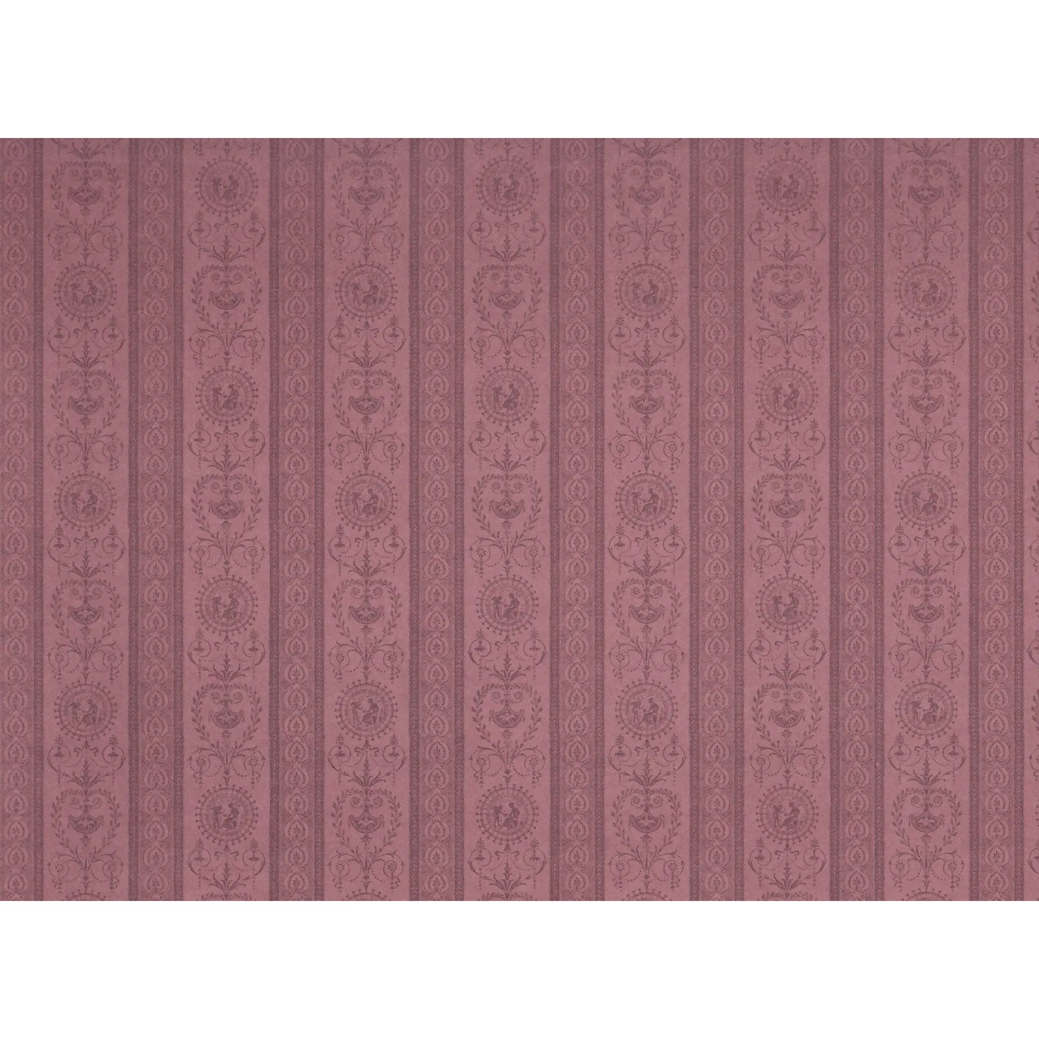 Dollhouse Wallpaper Dark Mauve x3 Sheets "Sheraton Rose" 1:12 Scale Miniature