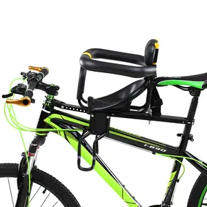 Safety Child Bicycle Seat Bike Front Baby Seat Kids Saddle with Foot Pedals Support Back Rest for MTB Road Bike Lightweight Aluminum Alloy Frame