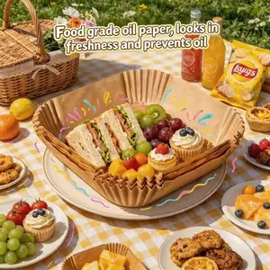 Non-Stick Air Fryer Paper Pads, Square Disposable, Eco-Friendly & Biodegradable, Ideal for Baking, Roasting, Deep Frying, Home, Hotel, Commercial Use, Air Fryer Accessories