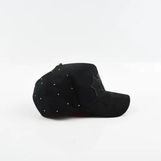 Black Wool Hat - Colorful Embroidered Stars - BRAND NEW - Fits Most - Black Trim Star Brand Black Baseball Cap with Gold Star Embroidery and  main image 4