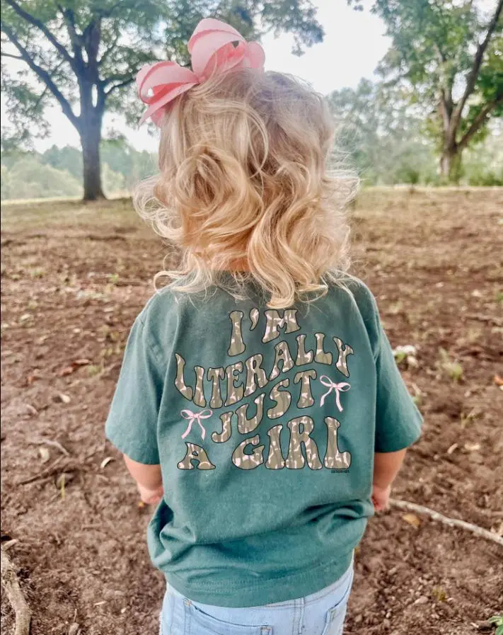 Camo Literally Just a Girl youth T-shirt, girl clothing, baby boy clothes, boy stuff, western baby clothes