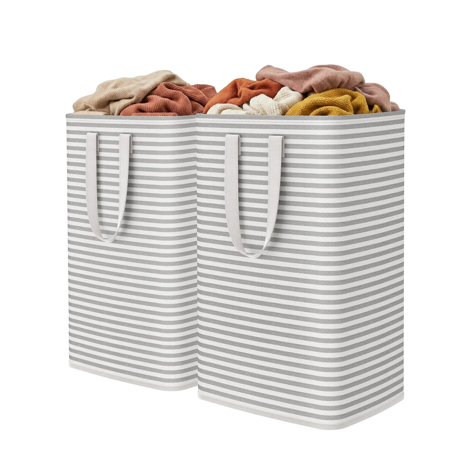 2 Pack Laundry Basket, Collapsible Clothes Hamper with Reinforced Handles, Freestanding Waterproof Design for Bedroom and Laundry Room