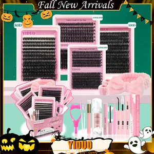 Mixed Length Individual False Eyelashes Kit, Natural Look Eyelash Extensions with Eyelash Tools, Curling Fake Eyelash, Makeup Products, Eyelash Extensions Kit, Cluster Lashes Kit, Fluffy Eyelash Clusters, Handmade Fake Eyelashes, Diy Lash Kit