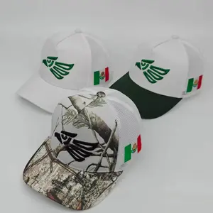 Mexico Eagle Embroidered Trucker Hat for Men Women Mexican Flag Side Patch Mesh Back Cap Adjustable Outdoor Baseball Cap Patriotic Headwear