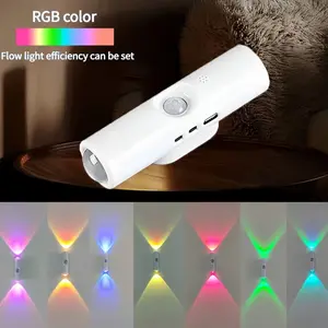 Dual Head Smart Motion Sensor Wall Light, RGB Adjustable LED Night Lamp, USB Rechargeable, Lighting Modes Adjustable, Ideal for Closet, Stairs, Living Room, Bedroom