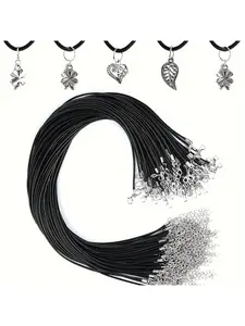 40 Pieces 1.5mm Wax Black Cord Necklace Making Kit with Clasp 18 Inch Long String DIY Jewelry Crafting Supplies for Necklaces & Bracelets