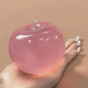 Crystal Apple Figurine, Soft, Ultra-Thin Skin, Stress Relief Toy, Touch Sensory Toy, Office Desk Decor, Non-Edible Gift, Decorative Figurines