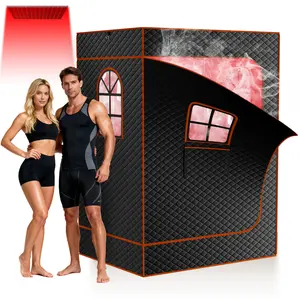 Lilypelle 2 Person Portable Steam Sauna for Home, Extra Large Sauna Tent with Dual 1200W Steamers, 9 Adjustable Temperature Levels, 5-Layer Insulated Fabric, Folding Chairs and Remote Control summerwins