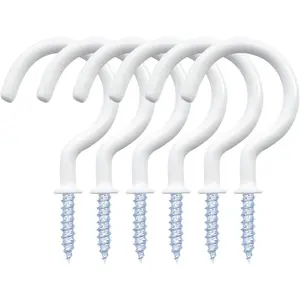 12 Pack Vinyl Coated Ceiling Hooks,Screw-in Mug Hooks,Multi-Function Wall Hooks Kitchen Hooks Cup Hooks for Indoors Outdoors (White, 1-1/4 Inch)