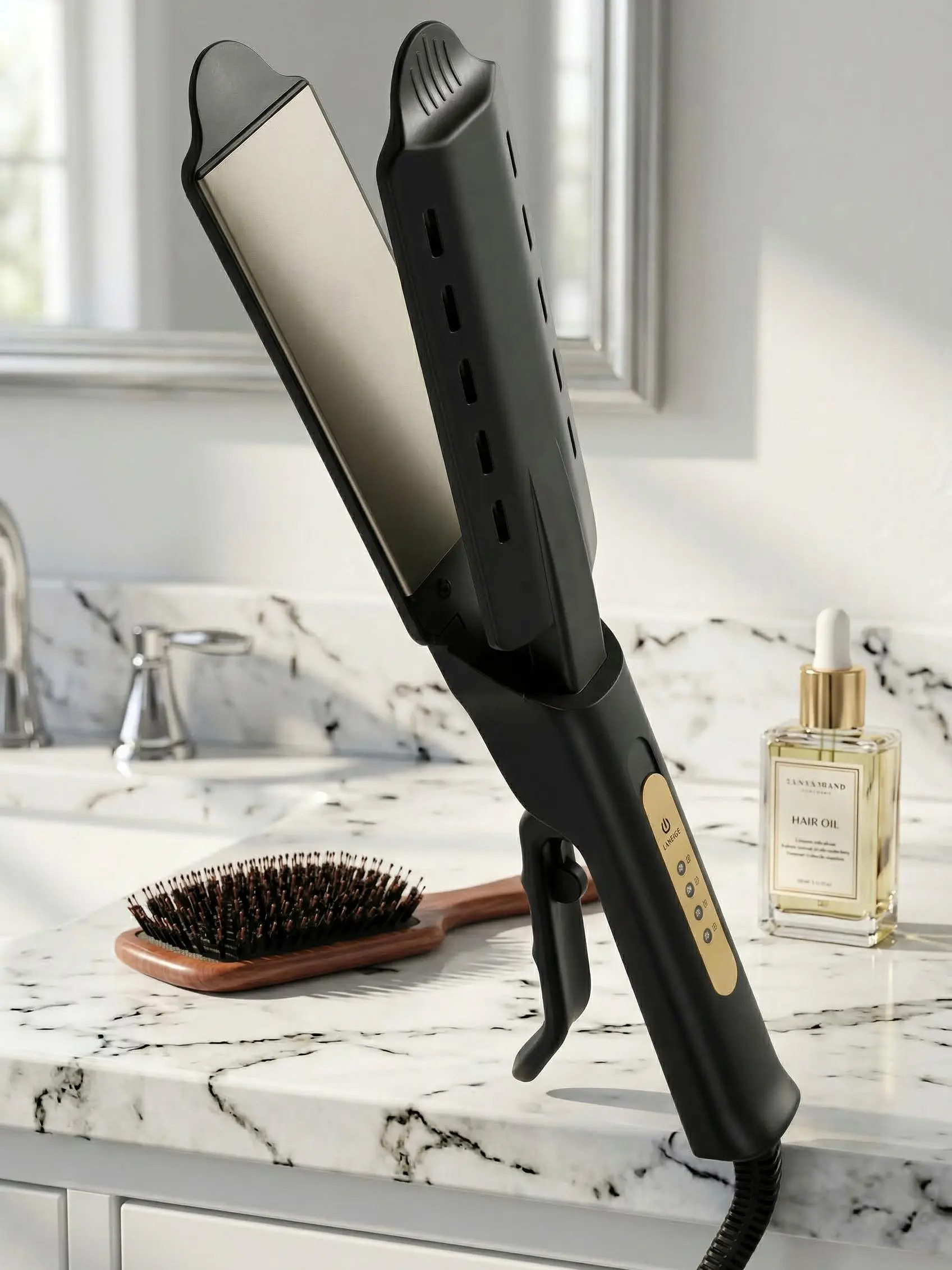 2-in-1 Curlers & Straighteners - Multifunctional Styler, Ceramic Curly Iron & Hairstraighteningiron with Adjustable Temp, Fast Heating, Dual Voltage, Anti-Scald Lightweight Handle, Salon-Quality Hair Styling Tool for Home & Travel (Ideal Gift)