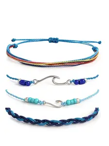 Colorful Waterproof Adjustable Beach Bracelet Set for Women, String Wave Handmade Braided Bracelets