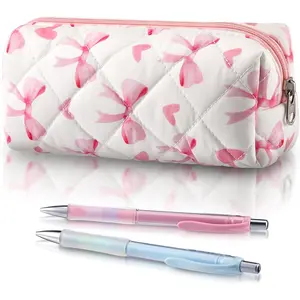 Bow Pencil Case  Bow Cute Pencil Pouch Soft Cotton Storage Bag Aesthetic   Makeup Pouch  Travel Bag for Women