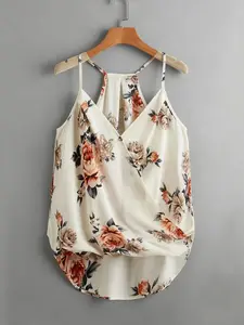 Sexy Sleeveless Halter Top with Floral Print Design, Perfect for All Seasons, Ideal for Casual Wear & Stylish