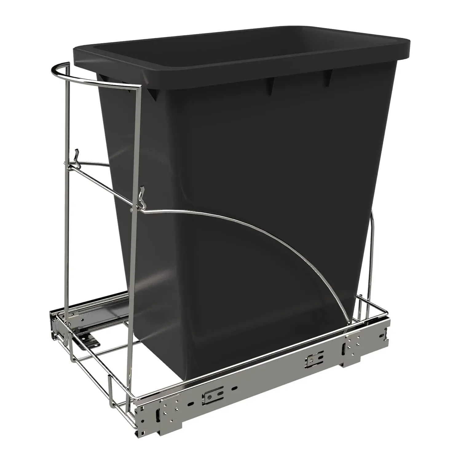 Pull Out Trash Can Under Cabinet & Under Sink - Heavy Duty Sliding Adjustable Cabinet Garbage Can Organizer, Requires Minimum Cabinets Opening 13" W X 18" D,Chrome Finish (Waste Bin Not Included)
