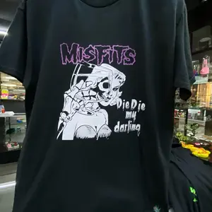 Misfits Die Die My Darling T-Shirt - Black Tee with Iconic Purple Logo and Skeleton Graphic Design