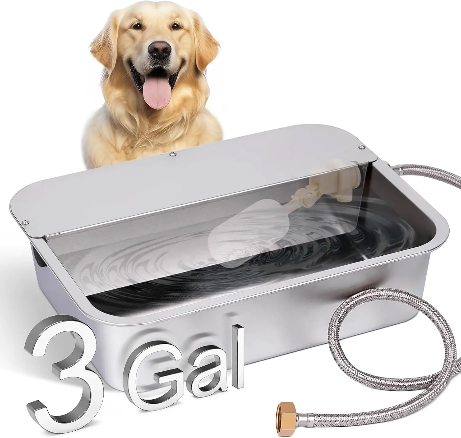 3 Gallon Automatic Dog Water Bowl Dispenser Outdoor Dog Waterer| Stainless Steel Outside Large Self Filling Auto Water Bowl for Dogs Cats Pets Livestock Chicken