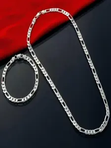 Elegant 925 Sterling Silvery 4mm Triple Figaro Cuban Link Chain Necklace - Hypoallergenic, Tarnish-Resistant, Ideal For Parties & Gifts, Versatile Accessory