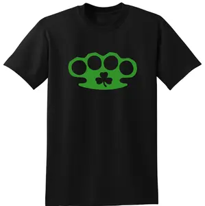 Irish Brass Knuckle T-shirt with Green Graphic and Black, Gray, or White Shirt Color - Sizes Small - XXXL