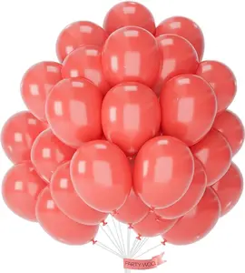 PartyWoo Thick Round Rubber Coral Balloons, 50pcs 12in Floatable Coral Pink Light Red Latex Helium Balloons for Wedding, Birthday, Summer Themed Party Decorations Red-Y22