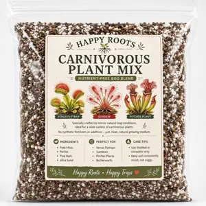 Happy Roots Eco-Friendly Carnivorous Blend Potting Mix, 11oz Nutrient-Free Bog Blend Soil (1.3 qt)