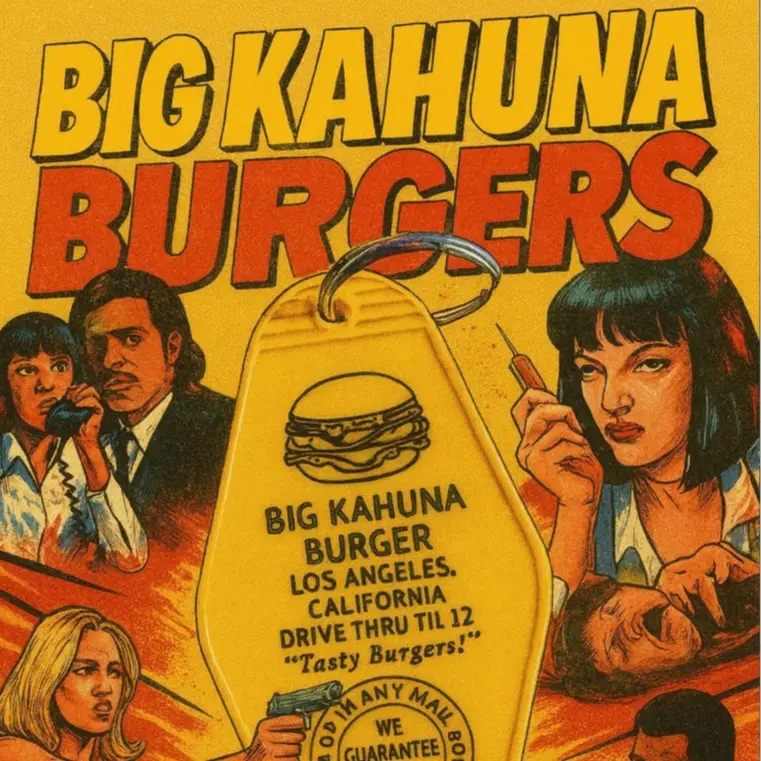 Graphic version PULP FICTION inspired Big Kahuna Keytag/Keyfob