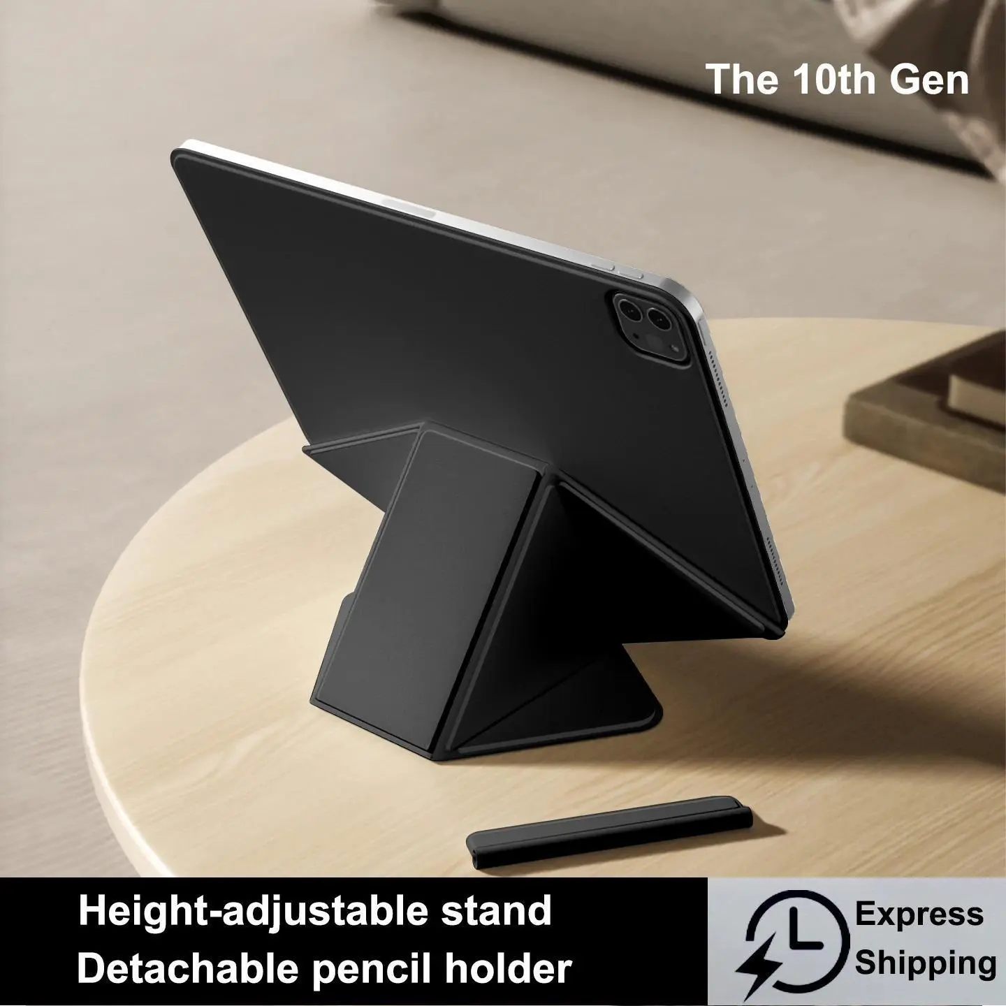 Magnetically Attached Metal Tablet Casing - Protective Smart Folio with Handsfree Viewing & Height Adjust, Tablet Covers for 11th Gen 2026 A16, 11in M3/M4/M5 Air, 12.9/13in 5th/6th Gen Pro, A17 Mini