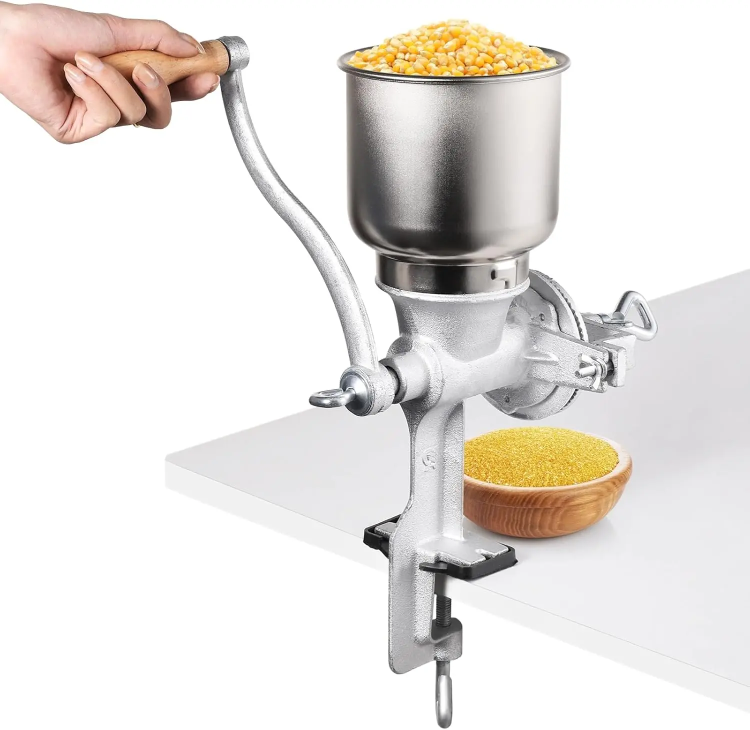 High Hopper Corn , Iron Grain  Manual Coffee , Hand  with Large Hopper for Barley Wheat Berries Coffee Chickpeas Pepper Dried Beans,  Feed  Brewing