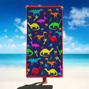 Colorful cartoon dinosaur printed microfiber beach towel, children's quick-drying absorbent bath towel, fast-drying and portable for travel, large travel shawl, suitable for sports, swimming, pool activities, yoga beach towel