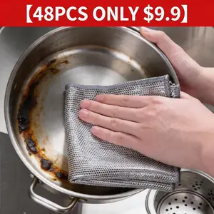 【48PCS ONLY $9.9】Scratch-Free Wire Dishcloth Value Pack | Multipurpose Magic Wipe Rags | Non-Stick Oil Kitchen Cleaning Tools