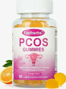 PCOS Gummies for Women Menstrual Cycle & Hormonal Balance, 60 Count Ovarian Support Gummies with Myo-Inositol, Folate and Vitamins, Orange Flavor PCOS Vitamins Gummies Helps Fertility and Ovulation