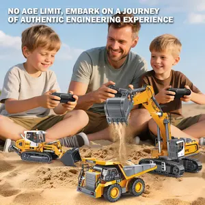 RC Excavator for Boys Age 8-12 - 1:50 Scale Metal Construction Vehicle Toy, Remote Control Digger with working sounds, Birthday Gift for Kids