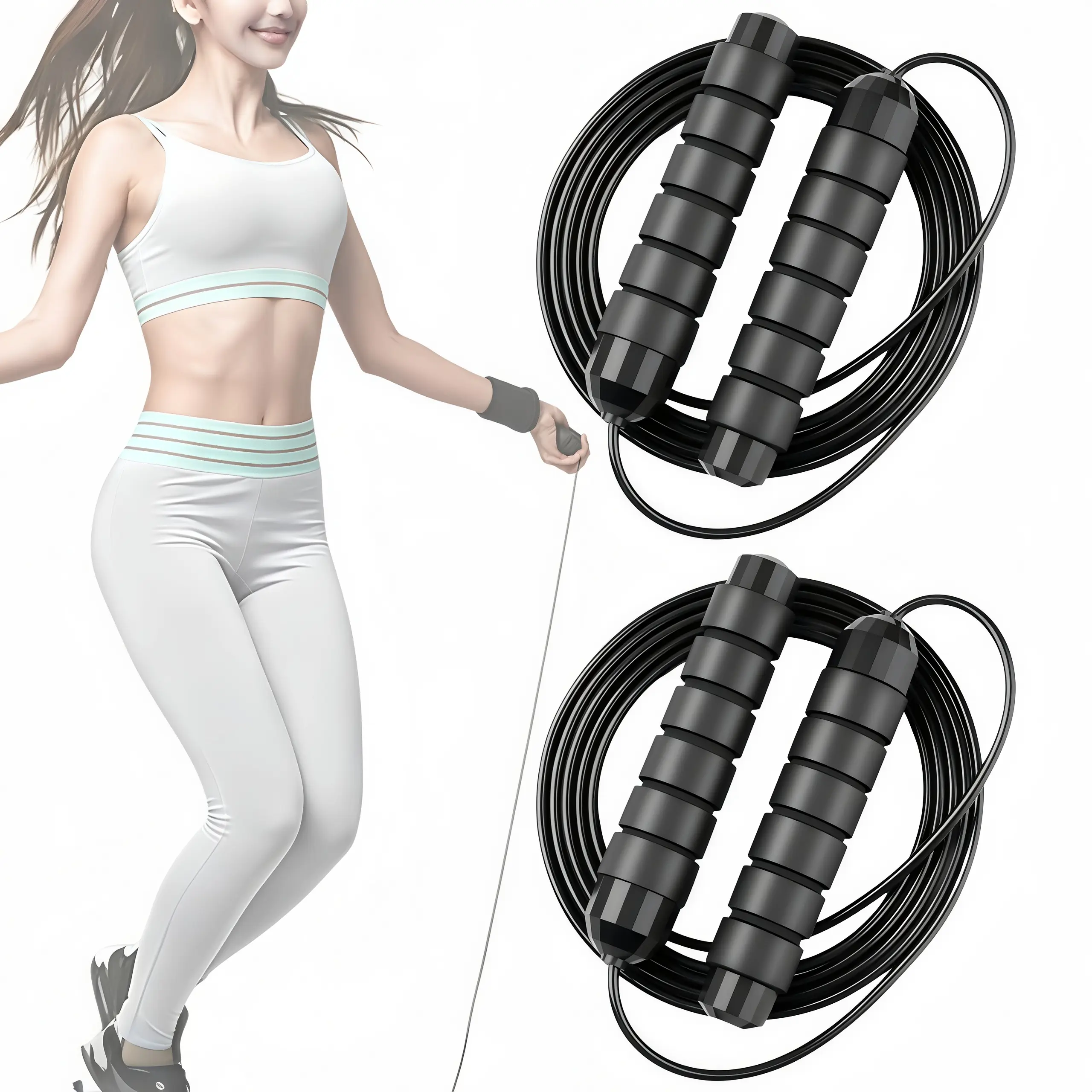 LMMAKE Adjustable Speed Jump Rope - High-Quality Ball Bearings, Adjustable Length, Durable PVC-Coated Steel Wires, Tangle-Free Design, Moisture-Wicking Ergonomic Handles, Ideal for Home Gym & General Fitness