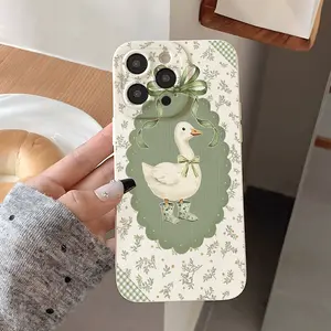 Rain boots with cute duck pattern, anti drop and anti slip TPU all inclusive lens phone protective case, suitable for iPhone 17 16 15 14 13 12 11 XS X and Samsung Galaxy S25 S24 S23 other series models, can be given as a gift to friends or family