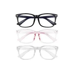 Unisex Fashionable Frames High Definition Glasses, Polycarbonate Lenses with UV Protection, Anti-Glare Warm Amber Tint, Lightweight, Removable Lenses for Digital Eye Strain Relief, Computer Gaming & Office Work