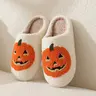Suitable for both women and men, comfortable faux fur lined plush slippers, anti slip soft soled home shoes, plush bedroom shoes, smooth shoes halloween git