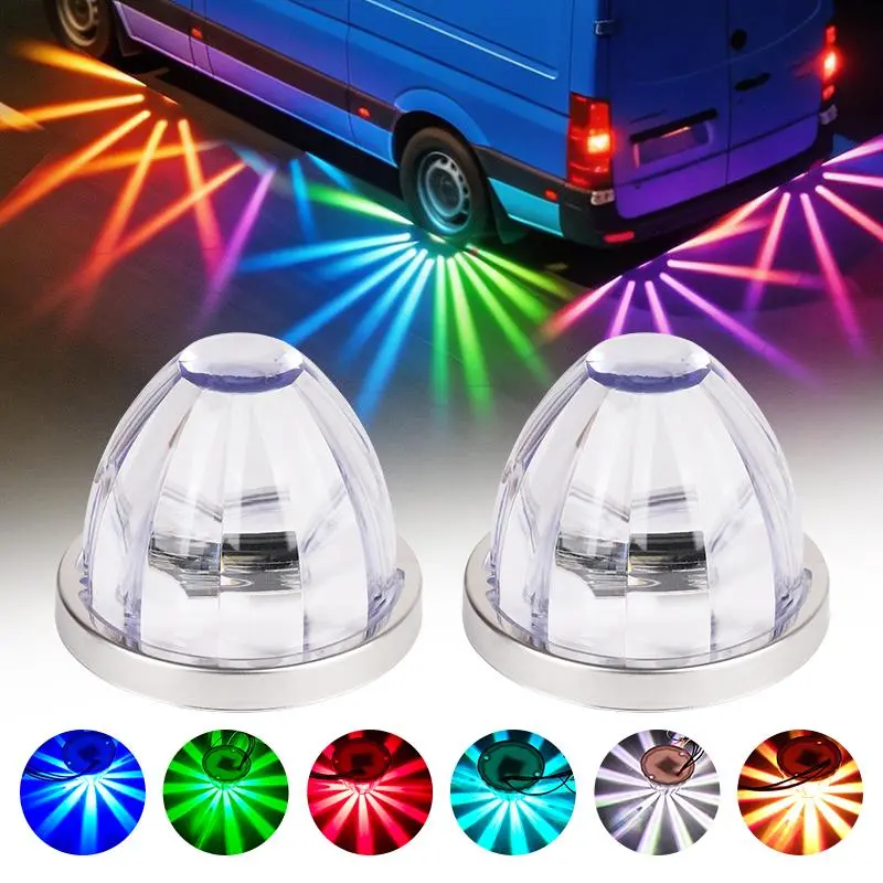 2PCS Watermelon LED Strobe+Constant Marker Lights Dual Function Watermelon-Shaped Side Marker Clearance Tail Top Cap Roof Lights for Trailer Truck Semi-Trailer Heavy-Duty Truck Bus Van, Led Lights Car, Strobe Light Module(Plastic Material)