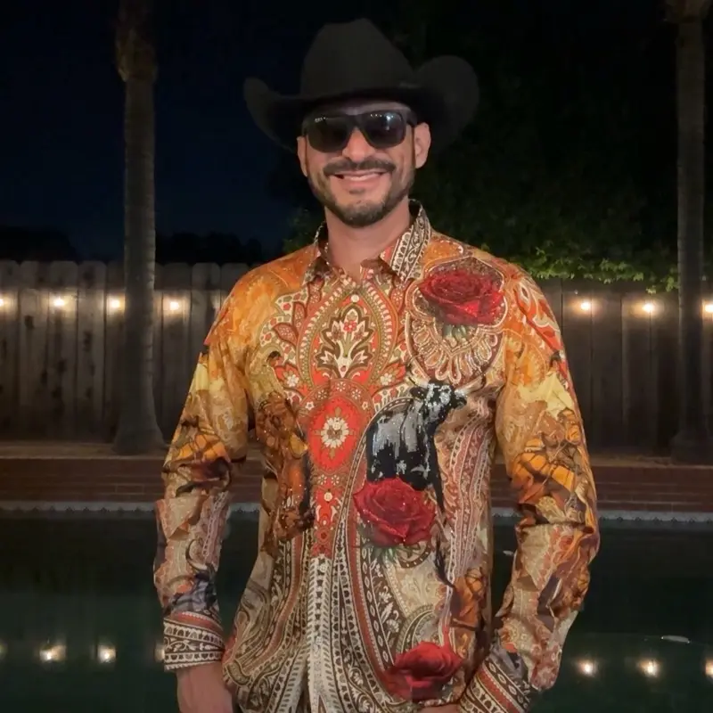 Rodeo Rhinestone Long Sleeve Shirt (Slimfit)