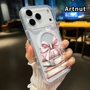Magnetic Phone Case for iPhone 17 Pro Max 16 Plus 15 14 13 12 11 Air E Book - Love Gift Pattern Acrylic Back Shockproof Ultra Thin Mobile Phone Cover Gift for boy girl