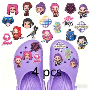 Unisex K-Pop Shoe Charms & Buckles, PVC Patch Decorations, Perfect for Christmas Parties, Suitable for All Ages