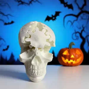 3D Printed Rotating Skull Gear Ball Decompression，fidget toys，fidget toys adults，stuff for teen boys，Halloween Gifts，Home Decor，Decoration for Halloween, Christmas, Home, Office - Horror-Themed Collectible Figure- Ideal Gift for Dark Fantasy Lovers