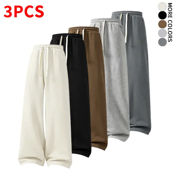 3-Pack Autumn/Winter Slimming Wide-Leg Sweatpants — Straight Loose Fit, Flattering Leg Shape for All Body Types, Ideal for Students and Office Workers’ Daily Wear