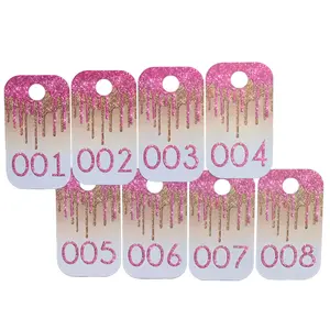 Set of 100 Dripping Glitter Live Sale Number Tag Cards - Regular & Reversed