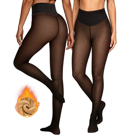 Vertvie｜MIA  Fleece Lined Tights, Winter Bare-Leg Aesthetic, Tummy Control & Butt Lift Shaper