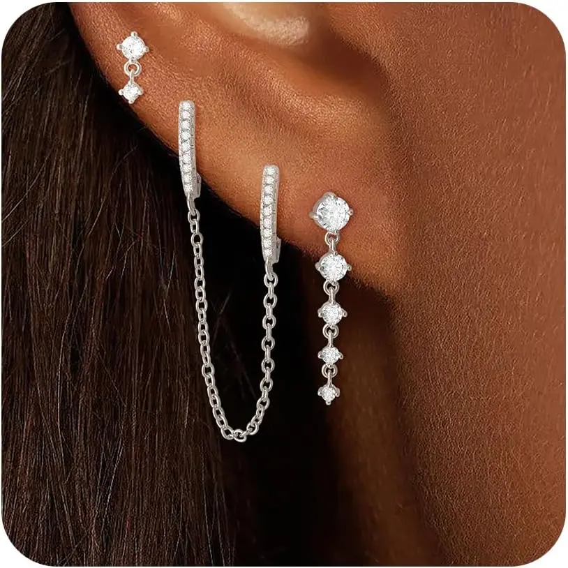 E-Chain Earrings--Sliver