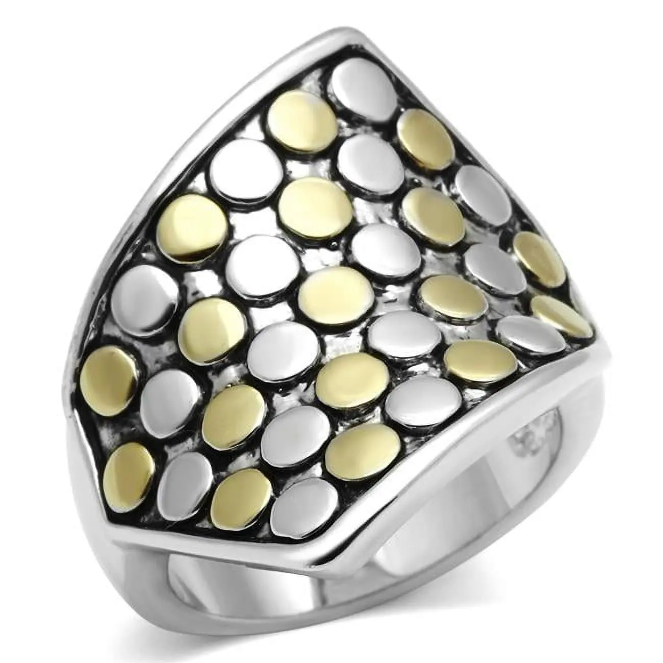 Alamode 3W249-10 Women Reverse Two-Tone Brass Ring with No Stone in No Stone - Size 10