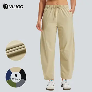 VILIGO Women's Barrel Pants Lightweight Quick Dry Hiking Pants Wide Leg Flowy Ankle Baggy Travel Casual Athletic Beach Womenswear