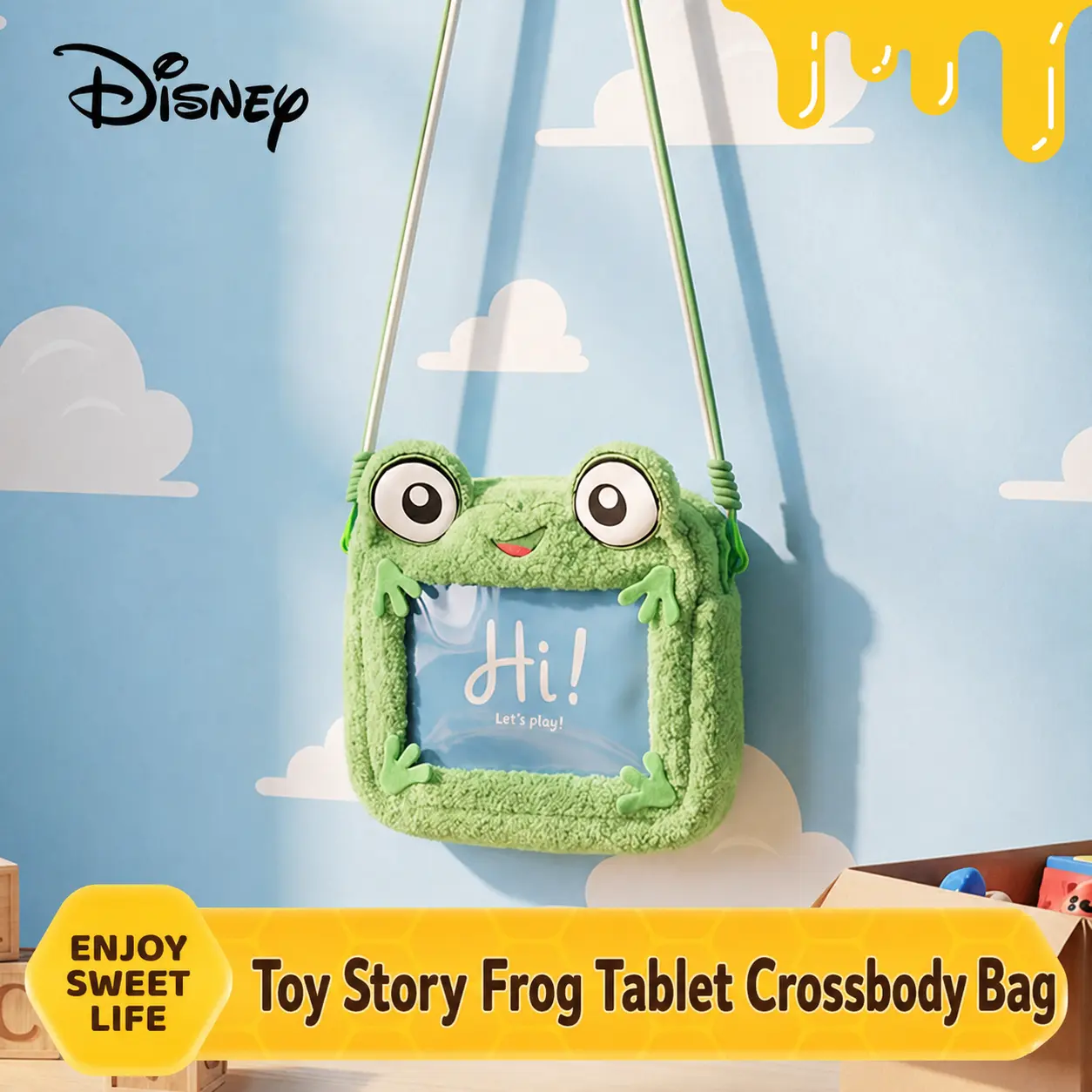 MINISO x Disney Pixar Toy Story Slinky Dog & Buttercup Tablet Crossbody Bag | Cute Lightweight Shoulder Bag for iPad, School, Travel & Everyday Use