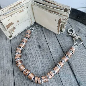 18in. Custom United States Penny Wallet Chain with Unique Braided Design and Adjustable Buckle Closure