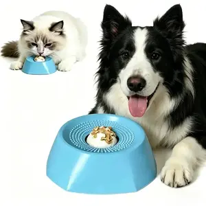 Pet Slow Feeder Dog Bowl, Large Capacity Liquid Snack Holder, Tongue Cleaner, Rolling Design, No Spill Bone Broth & Yogurt Bowl, Multi-Functional for Dogs & Cats