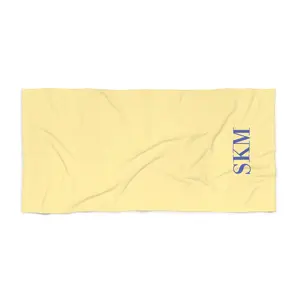 Yellow & Blue Monogram Beach Towel, Personalized Name Towel, Custom Summer Pool Towel, Soft and Absorbent Beach Towel, Personal Gift
